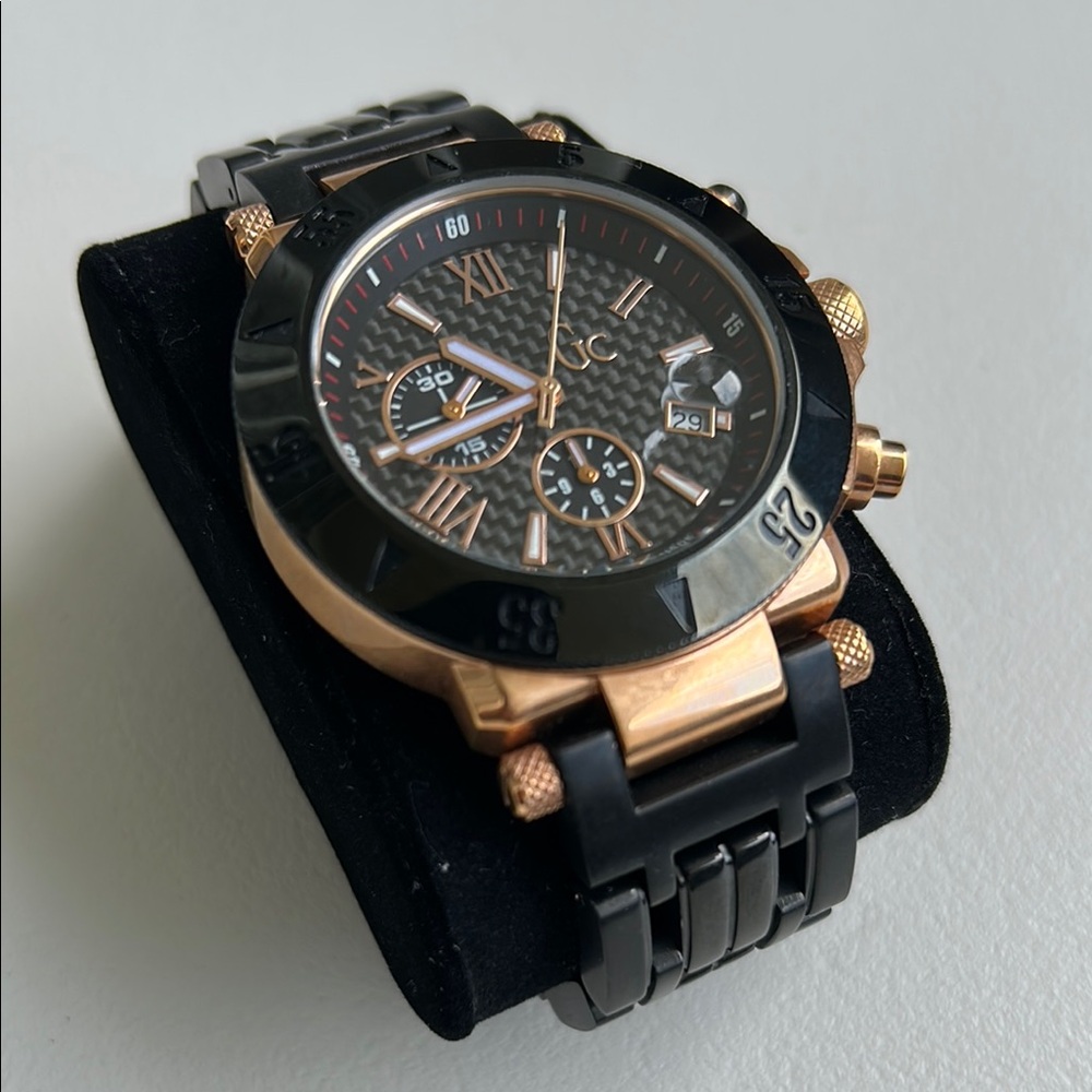 Guess Collection Black and Gold Watch with Roman Numerals
